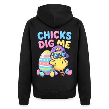 Chicks Dig Me - Unisex Premium Organic Zip Hoodie - black - Back - Nico (187cm)