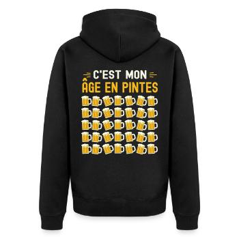 Mon Âge En Pintes 35 ans Humour Anniversaire Bière - Veste à capuche bio Premium Unisexe - noir - Dos - Nico (187cm)