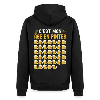 Mon Âge En Pintes 40 ans Humour Anniversaire Bière - Veste à capuche bio Premium Unisexe - noir - Dos - Nico (187cm)