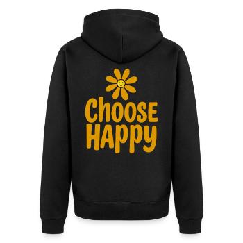 Choisissez la positivité florale souriante et heureuse - Veste à capuche bio Premium Unisexe - noir - Dos - Nico (187cm)