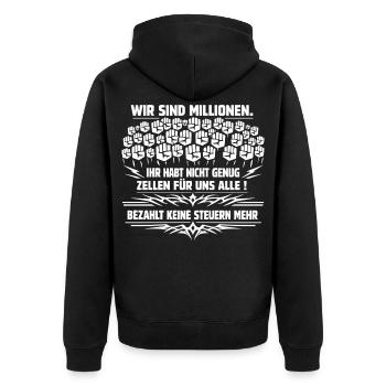 Wir Sind Millionen - Unisex Premium Bio Zip Hoodie - Schwarz - Hinten - Nico (187cm)
