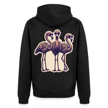 Flamingos Mit Sonnenbrille - Unisex Premium Bio Zip Hoodie - Schwarz - Hinten - Nico (187cm)
