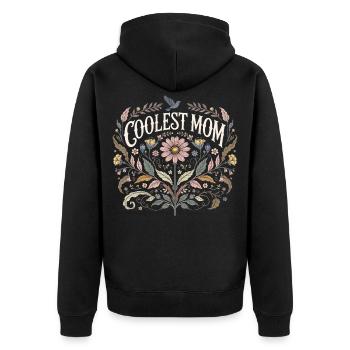 Coolest Mom Floral Vintage Gift Mom Floral - Unisex Premium Organic Zip Hoodie - black - Back - Nico (187cm)
