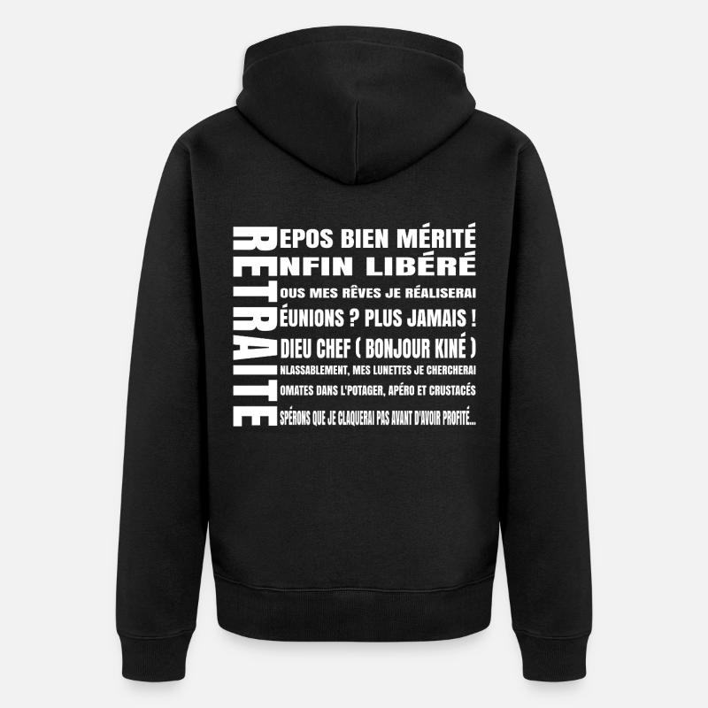 RETRAITE (texte blanc) - Veste à capuche bio Premium Unisexe - noir