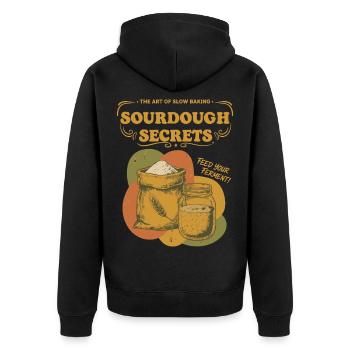 Pâtissier de levain Secrets pour la cuisson du pain au levain - Veste à capuche bio Premium Unisexe - noir - Dos - Nico (187cm)