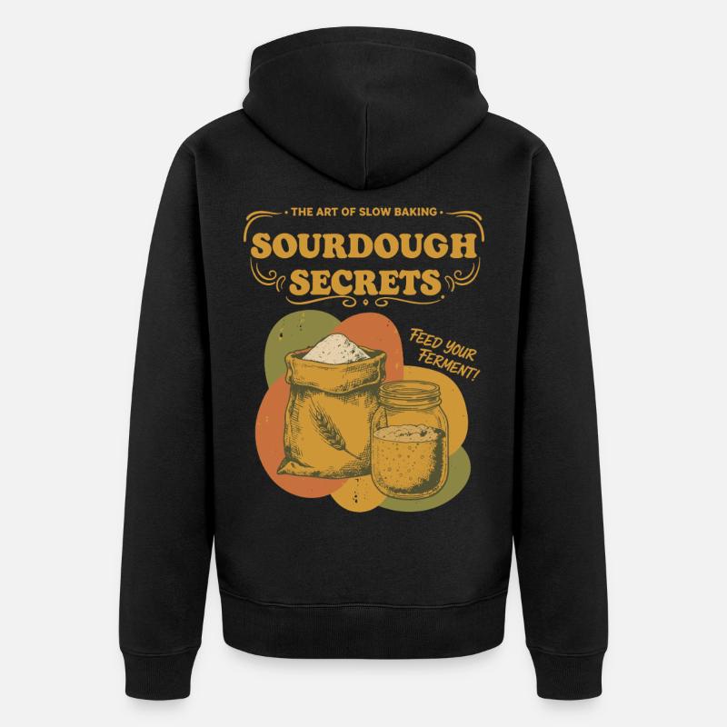 Sourdough Secrets Bread Baking Starter Baker - Unisex Premium Organic Zip Hoodie - black