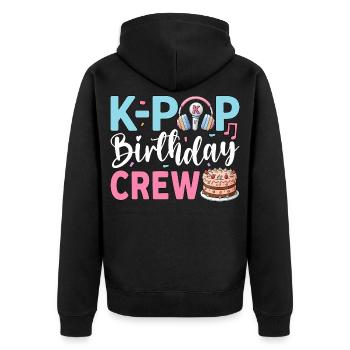 K-Pop Birthday Crew - Unisex Premium Bio Zip Hoodie - Schwarz - Hinten - Nico (187cm)