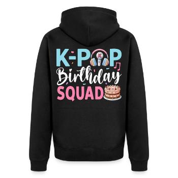 K-Pop Birthday Squad - Unisex Premium Bio Zip Hoodie - Schwarz - Hinten - Nico (187cm)
