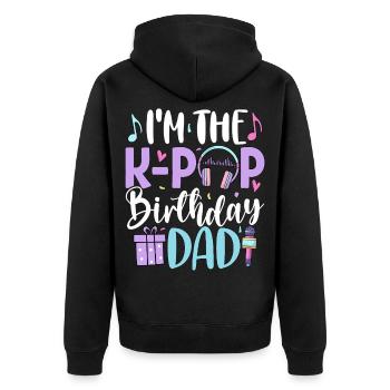 Je suis le papa d’anniversaire de K Pop - Veste à capuche bio Premium Unisexe - noir - Dos - Nico (187cm)