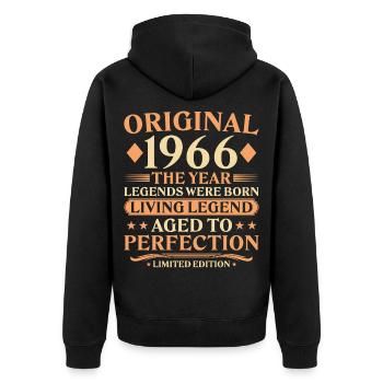Original 1966 Vintage - 60th Birthday Legend - Unisex Premium Organic Zip Hoodie - black - Back - Nico (187cm)
