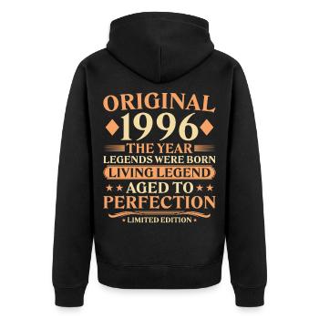 Legende 1996 – 30. Geburtstag Original Vintage - Unisex Premium Bio Zip Hoodie - Schwarz - Hinten - Nico (187cm)