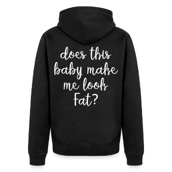 Lässt mich dieses Baby dick aussehen? Lustige Mama. - Unisex Premium Bio Zip Hoodie - Schwarz - Hinten - Nico (187cm)