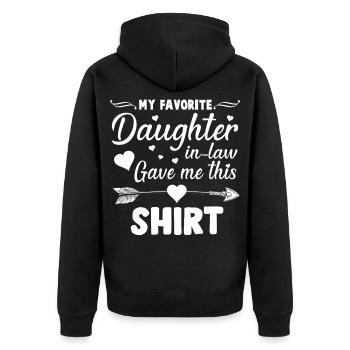 Funny Mom Shirt – Gift from Daughter-in-Law - Unisex Premium Organic Zip Hoodie - black - Back - Nico (187cm)