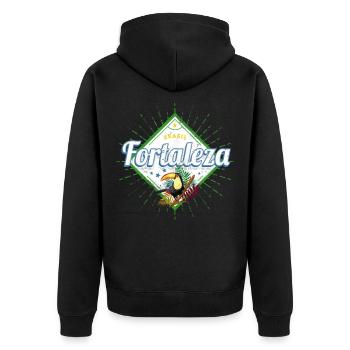Fortaleza Brasilien Tukan Retro Ceará Souvenir - Unisex Premium Bio Zip Hoodie - Schwarz - Hinten - Nico (187cm)