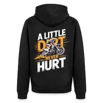 A Little Dirt Never Hurt – Motocross Dirtbike - Unisex Premium Bio Zip Hoodie - Schwarz - Hinten - Nico (187cm)