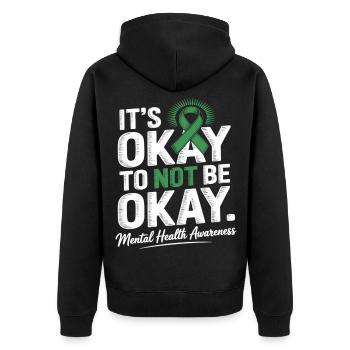 Sensibilisation à la santé mentale – C’est normal, pas acceptable - Veste à capuche bio Premium Unisexe - noir - Dos - Nico (187cm)