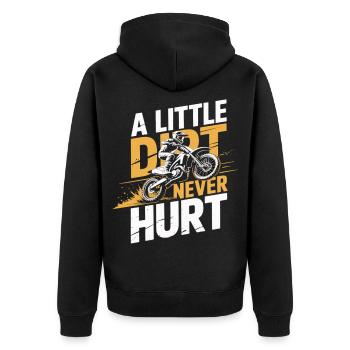 A Little Dirt Never Hurt – Motocross Dirtbike - Unisex Premium Bio Zip Hoodie - Schwarz - Hinten - Nico (187cm)