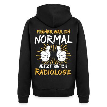 Radiologe Spruch - Unisex Premium Bio Zip Hoodie - Schwarz - Hinten - Nico (187cm)