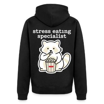 Stress Eating Specialist Waschbär - Unisex Premium Bio Zip Hoodie - Schwarz - Hinten - Nico (187cm)