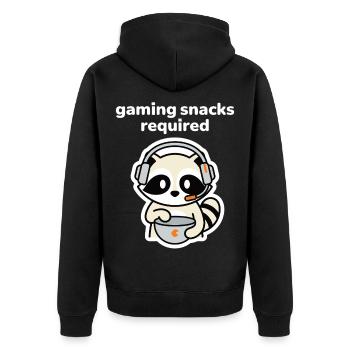 Snacks de jeu nécessitant un joueur de ratons laveurs - Veste à capuche bio Premium Unisexe - noir - Dos - Nico (187cm)