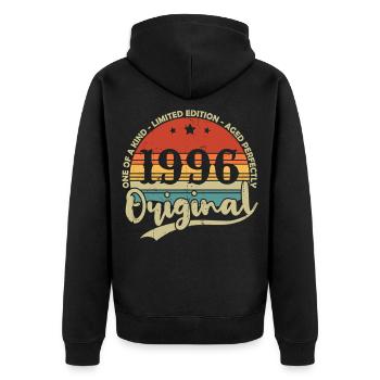 Original 1996 Vintage Vintage Birthday Retro - Unisex Premium Organic Zip Hoodie - black - Back - Nico (187cm)