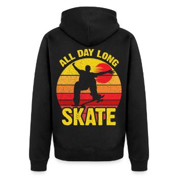 All Day Long Skate Retro Sunset - Unisex Premium Organic Zip Hoodie - black - Back - Nico (187cm)