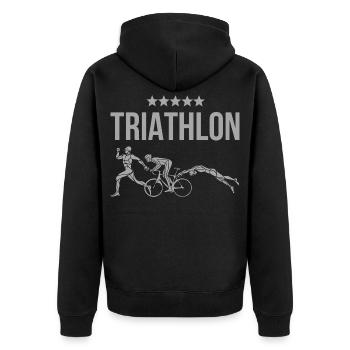 Triathlon - Unisex Premium Organic Zip Hoodie - black - Back - Nico (187cm)