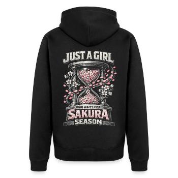 Cherry Blossom Sakura Cherry Blossom - Unisex Premium Organic Zip Hoodie - black - Back - Nico (187cm)