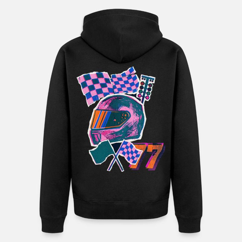Retro Wave Driver - Unisex Premium Bio Zip Hoodie - Schwarz