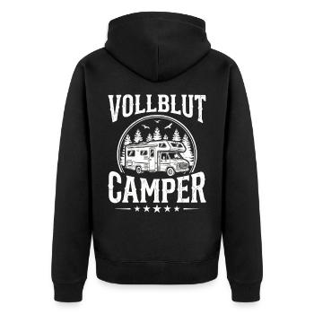 Camper Shirt for Real Camping Fans - Unisex Premium Organic Zip Hoodie - black - Back - Nico (187cm)