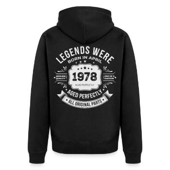 Geburtstagsgeschenk April 1978 - Unisex Premium Bio Zip Hoodie - Schwarz - Hinten - Nico (187cm)