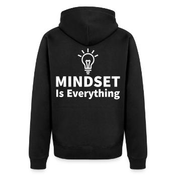 Mindset is everything Glühbirne Motivation Erfolg - Unisex Premium Bio Zip Hoodie - Schwarz - Hinten - Nico (187cm)