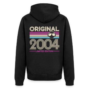 Original 2004 Limited Edition Retro - Unisex Premium Bio Zip Hoodie - Schwarz - Hinten - Nico (187cm)