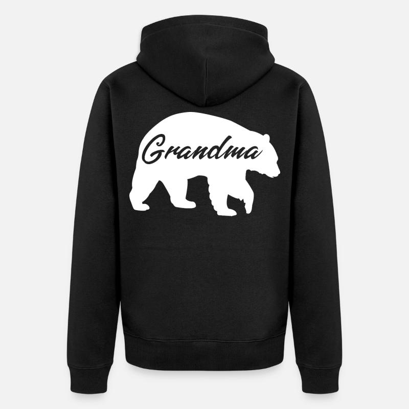 Chemise cadeau mignonne Grand-mère Ours - Veste à capuche bio Premium Unisexe - noir