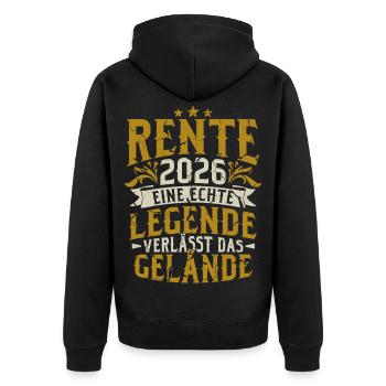 Rente 2026 Renter Ruhestand Geschenk - Unisex Premium Bio Zip Hoodie - Schwarz - Hinten - Nico (187cm)