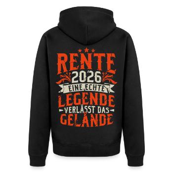 Rente 2026 Renter Ruhestand Geschenk - Unisex Premium Bio Zip Hoodie - Schwarz - Hinten - Nico (187cm)
