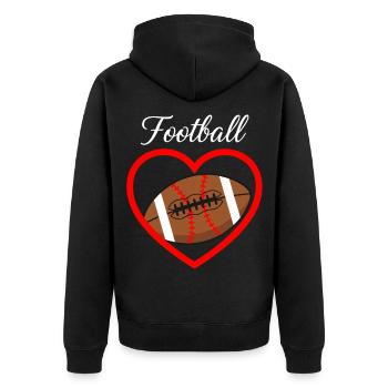 Football Herz Liebe Sport - Unisex Premium Bio Zip Hoodie - Schwarz - Hinten - Nico (187cm)