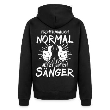 Sänger - Unisex Premium Bio Zip Hoodie - Schwarz - Hinten - Nico (187cm)