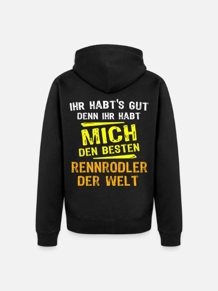 Rennrodler Geschenk - Unisex Premium Bio Zip Hoodie - Schwarz