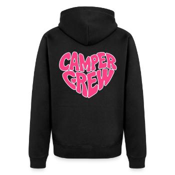 Camper Crew Herz Pink Bubbel - Unisex Premium Bio Zip Hoodie - Schwarz - Hinten - Nico (187cm)