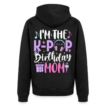Je suis la maman d’anniversaire de K Pop - Veste à capuche bio Premium Unisexe - noir - Dos - Nico (187cm)