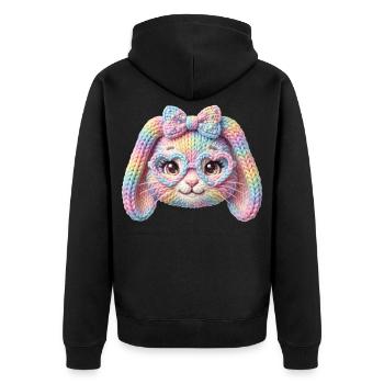 Hase Herzbrille Häschen Pastell Regenbogen Ostern - Unisex Premium Bio Zip Hoodie - Schwarz - Hinten - Nico (187cm)