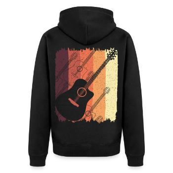 Acoustic Guitar on Sunset Stripes - Unisex Premium Organic Zip Hoodie - black - Back - Nico (187cm)