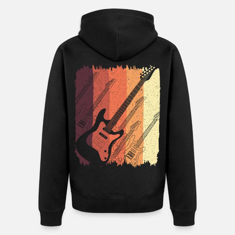 Guitare électrique rétro Sunset Stripes - Veste à capuche bio Premium Unisexe - noir