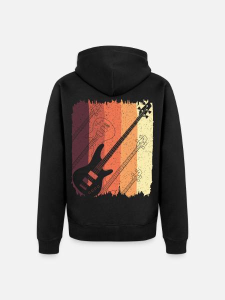Retro Guitar Sunset Stripes - Unisex Premium Organic Zip Hoodie - black