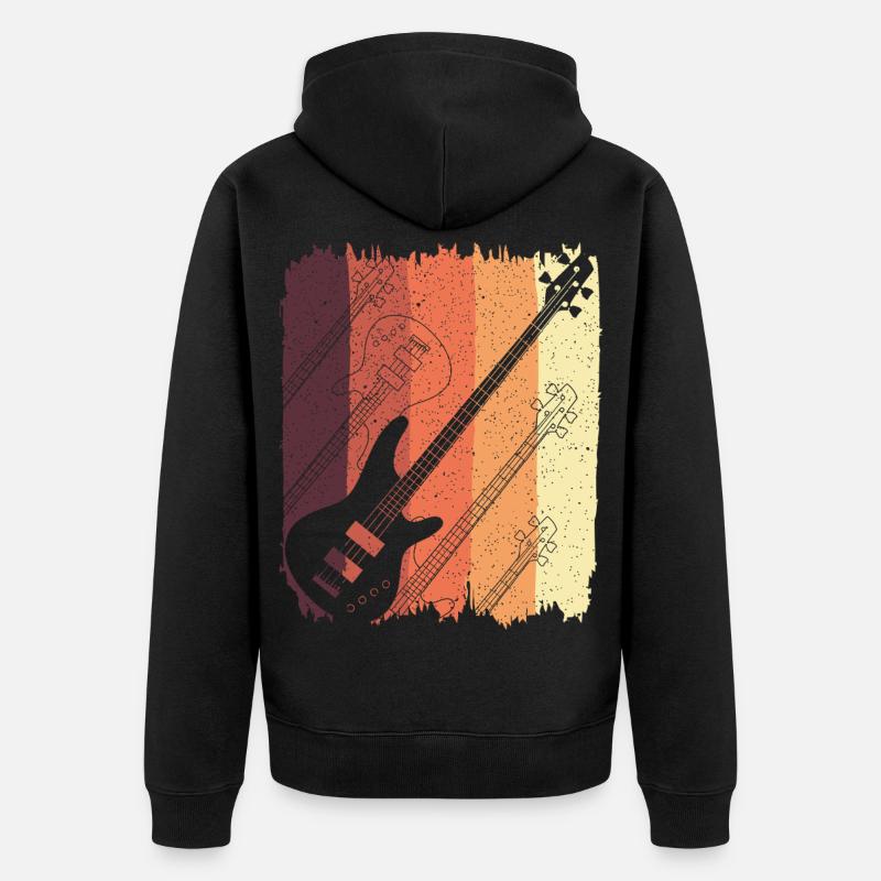 Retro-Gitarre Sunset Stripes - Unisex Premium Bio Zip Hoodie - Schwarz
