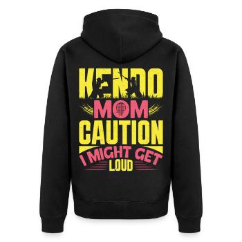 Kendo-Mama-Lehrerin Japanische Kampfkünste Kendo - Unisex Premium Bio Zip Hoodie - Schwarz - Hinten - Nico (187cm)