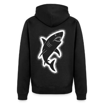 Hai Haie Kinder Jungen Herren Haifisch - Unisex Premium Bio Zip Hoodie - Schwarz - Hinten - Nico (187cm)