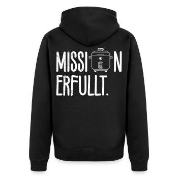 Cooking MISSION ACCOMPLISHED Rice Lovers Fun - Unisex Premium Organic Zip Hoodie - black - Back - Nico (187cm)