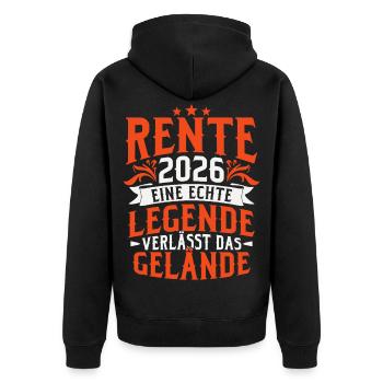 Rente 2026 Renter Ruhestand Geschenk - Unisex Premium Bio Zip Hoodie - Schwarz - Hinten - Nico (187cm)